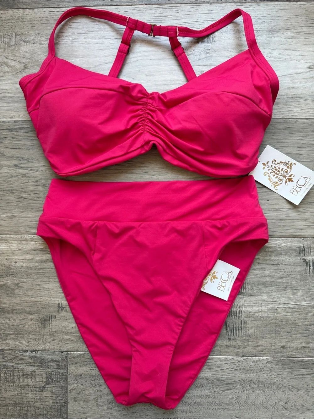 NWT BECCA Fuchsia Pink High Waist Bikini